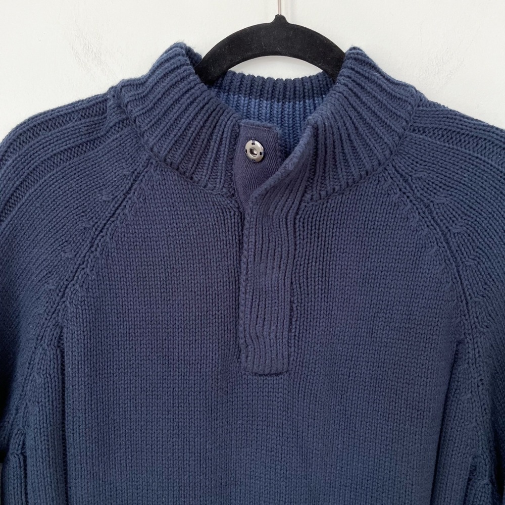 NWT Flag & Anthem 1/4 Snap Heavyweight Knit Mock Neck Sweater Mens Medium Navy - Picture 3 of 11